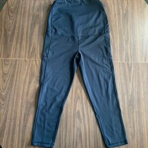 Women’s Large Senita Athletics Black Soft Maternity Athletic Leggings Pockets